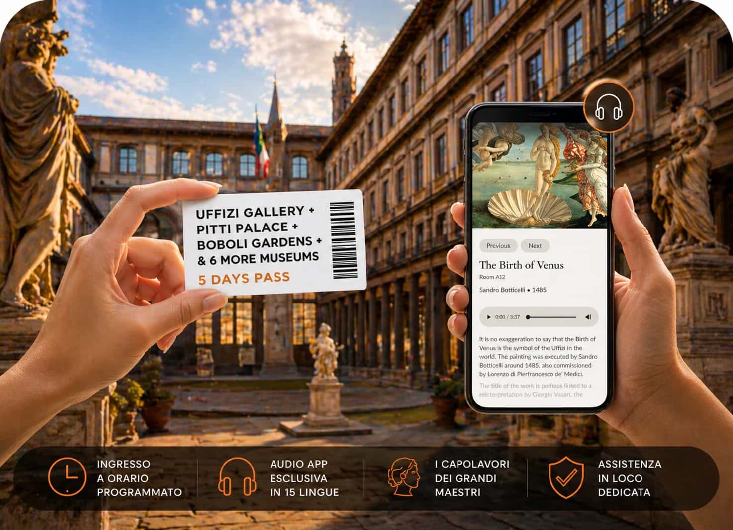 Ingresso e biglietti per Galleria degli Uffizi, Palazzo Pitti & Giardini di Boboli